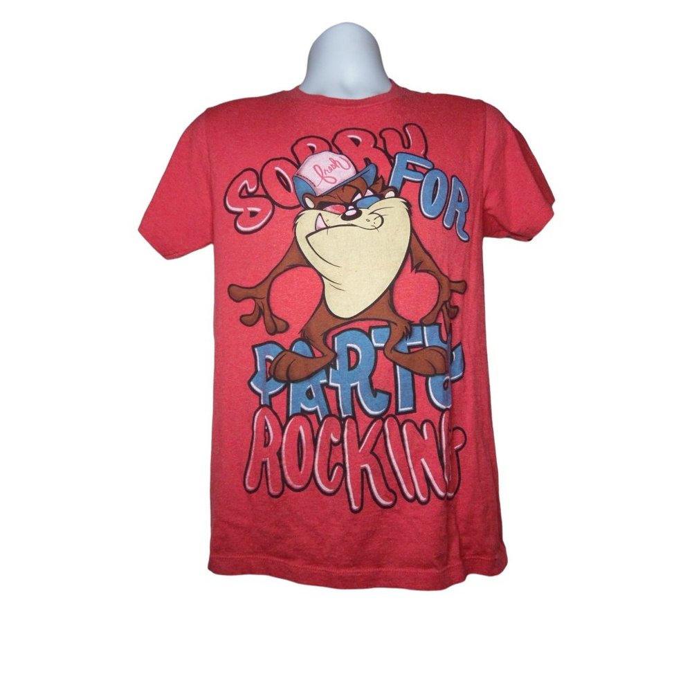 Looney Tunes Red Taz Tee Party Rockin T-Shirt Sz Small 90s Style Fresh Graffiti